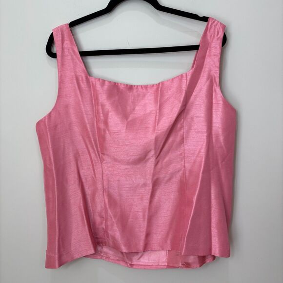 Le Bos Pastel Pink Taffeta Blazer Jacket Tank Set Women 20W Satin Church Wedding - Picture 9 of 10